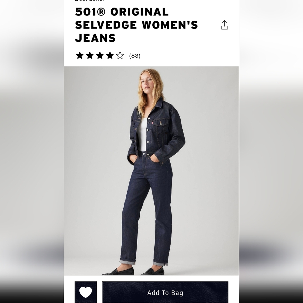 LEVI'S 501 ORGINAL SELVEDGE WOMEN'S JEANS